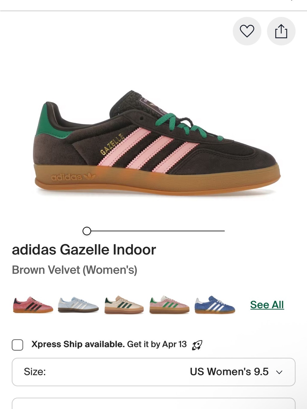 adidas Gazelle Women’s Brown Sneakers with Pink Stripes and Green Accents - Picture 3 of 8